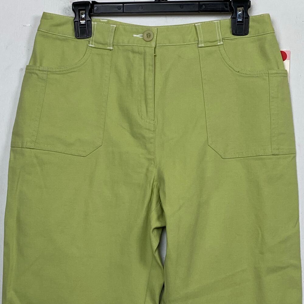 Susan Bristol Green Straight Leg Cotton Blend Pants Size 10 - Picture 2 of 12